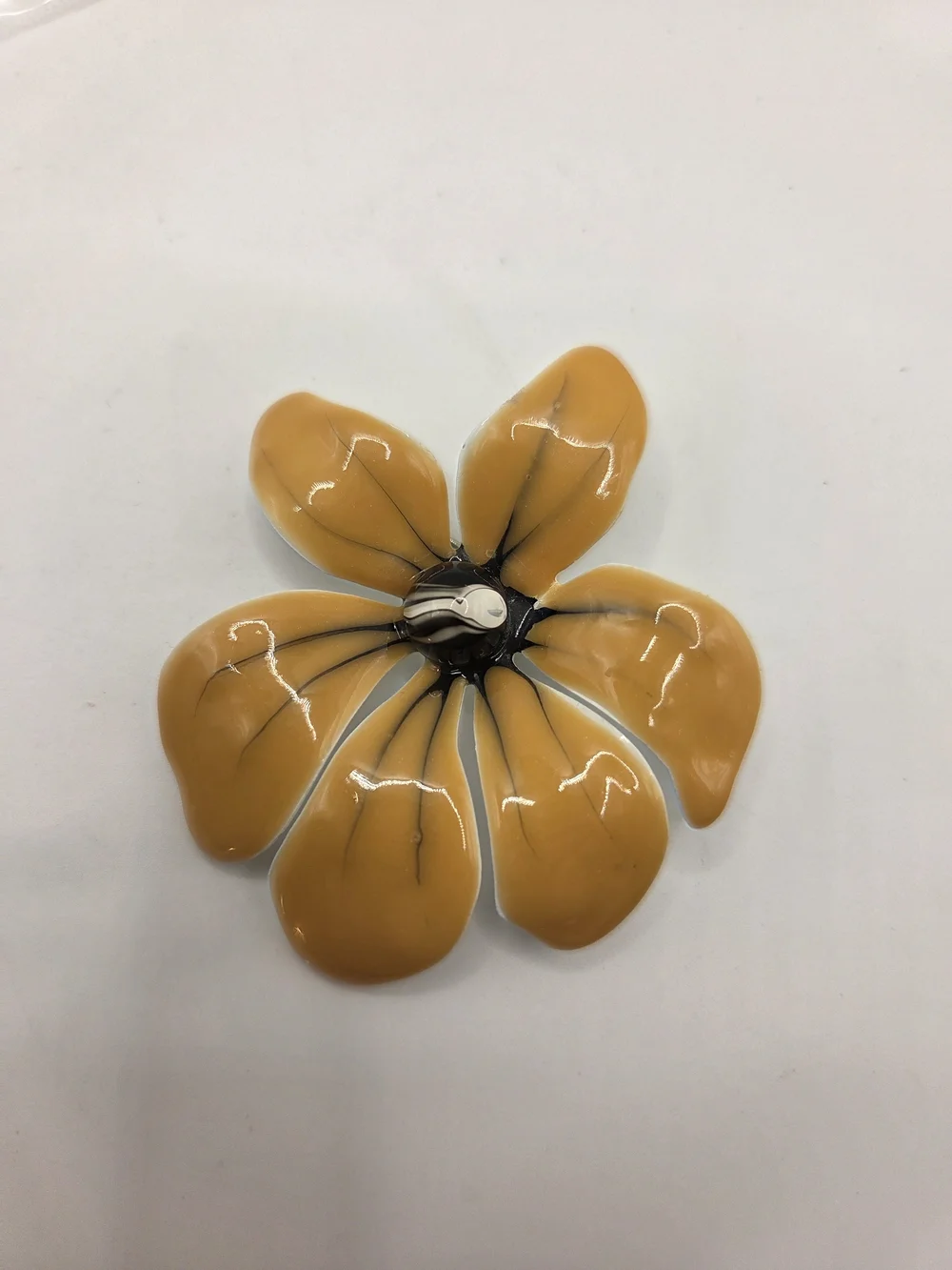 1696. Vintage Yellow Enamel Flower